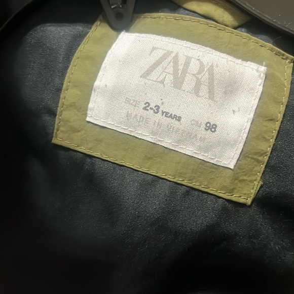 Zara Boys Puffer Hooded Jacket size 2-3 Years color Olive Green and Navy blue - Picture 6 of 7